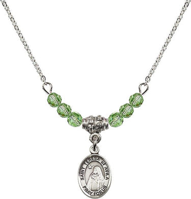 St. Teresa of Avila Birthstone Necklace | 1/2 inch | 4mm Beads