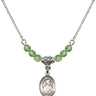 Saint Thomas the Apostle Birthstone Necklace | 1/2 inch | 4mm Beads  Peridot Sterling Silver