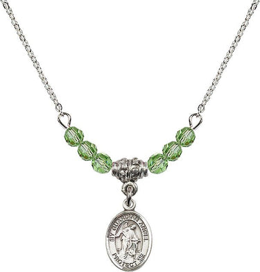 Sterling Guardian Angel Birthstone Necklace | 1/2 inch | 4mm Beads
