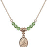 Saint Sebastian Birthstone Necklace | 1/2 inch | 4mm Beads  Peridot 14kt Gold Filled