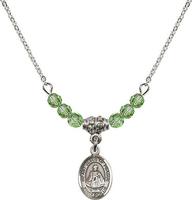 Infant of Prague Birthstone Necklace | 1/2 inch | 4mm Beads