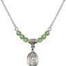 Holy Family Birthstone Necklace | 1/2 inch | 4mm Beads  Peridot Sterling Silver
