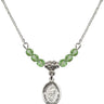 Blessed Trinity Birthstone Necklace | 1/2 inch | 4mm Beads  Peridot Sterling Silver