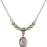 Saint Christian Demosthenes Birthstone Necklace | 1/2 inch | 4mm Beads  Peridot Sterling Silver