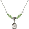 Saint Susanna Birthstone Necklace | 1/2 inch | 4mm Beads  Peridot Sterling Silver