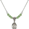Saint John Licci Birthstone Necklace | 1/2 inch | 4mm Beads  Peridot Sterling Silver