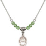 Saint Pauline Visintainer Birthstone Necklace | 1/2 inch | 4mm Beads  Peridot Sterling Silver