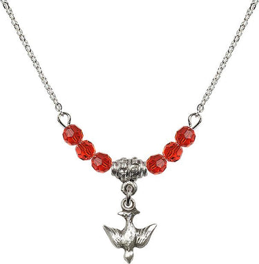 Sterling Holy Spirit Birthstone Necklace | 1/2 inch | 4mm Beads