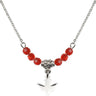 Holy Spirit Birthstone Necklace | 3/8 inch | 4mm Beads  Ruby Sterling Silver