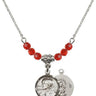 Scapular Birthstone Necklace | 5/8 inch | 4mm Beads  Ruby Sterling Silver