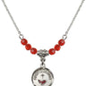 Confirmation Birthstone Necklace | 5/8 inch | 4mm Beads  Ruby Sterling Silver