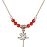 Cross Birthstone Necklace | 3/4 inch | 4mm Beads  Ruby 14kt Gold Filled