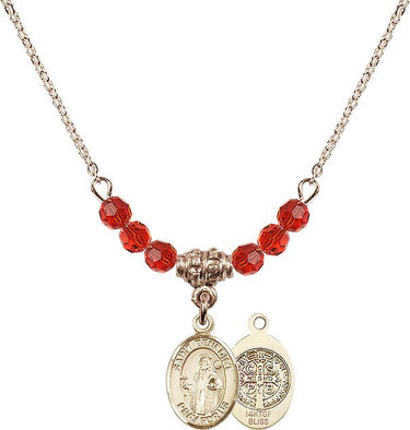 Saint Benedict Birthstone Necklace | 1/2 inch | 4mm Beads