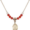 Saint Benjamin Birthstone Necklace | 1/2 inch | 4mm Beads  Ruby 14kt Gold Filled