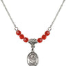 Saint Catherine of Siena Birthstone Necklace | 1/2 inch | 4mm Beads  Ruby Sterling Silver
