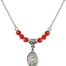 Saint Catherine Laboure Birthstone Necklace | 1/2 inch | 4mm Beads  Ruby Sterling Silver
