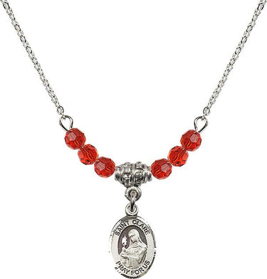 St. Clare of Assisi Birthstone Necklace | 1/2 inch | 4mm Beads