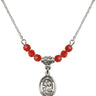 Saint Mark the Evangelist Birthstone Necklace | 1/2 inch | 4mm Beads  Ruby Sterling Silver