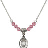 Baptism Birthstone Necklace | 1/2 inch | 4mm Beads  Rose Sterling Silver