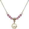 Claddagh Birthstone Necklace | 3/8 inch | 4mm Beads  Rose 14kt Gold Filled