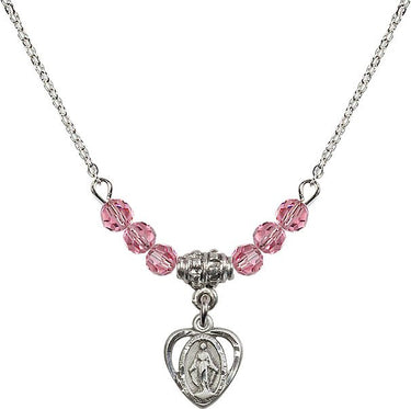 Miraculous Medal Birthstone Necklace | 3/8 inch | 4mm Beads