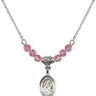 Saint Isidore of Seville Birthstone Necklace | 1/2 inch | 4mm Beads  Rose Sterling Silver