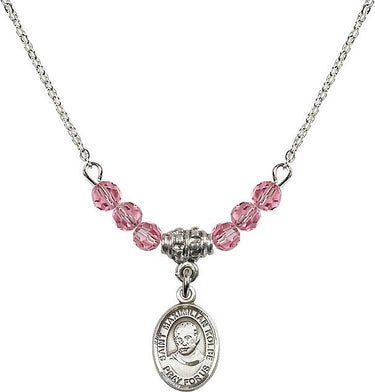Saint Maximilian Kolbe Birthstone Necklace | 1/2 inch | 4mm Beads