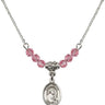 Saint Peter the Apostle Birthstone Necklace | 1/2 inch | 4mm Beads  Rose Sterling Silver