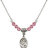 Saint Scholastica Birthstone Necklace | 1/2 inch | 4mm Beads  Rose Sterling Silver