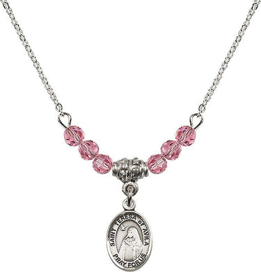 St. Teresa of Avila Birthstone Necklace | 1/2 inch | 4mm Beads