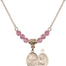 Saint Christopher Birthstone Necklace | 1/2 inch | 4mm Beads  Rose 14kt Gold Filled
