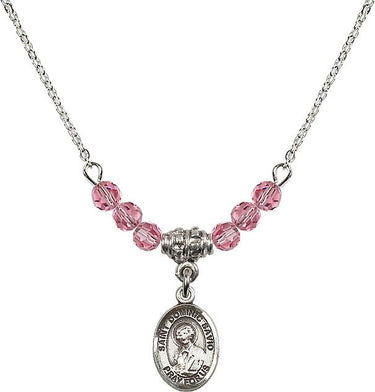 Saint Dominic Savio Birthstone Necklace | 1/2 inch | 4mm Beads