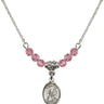 Saint Zita Birthstone Necklace | 1/2 inch | 4mm Beads  Rose Sterling Silver