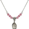 Saint Joseph of Arimathea Birthstone Necklace | 1/2 inch | 4mm Beads  Rose Sterling Silver