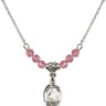 Saint Theodora Birthstone Necklace | 1/2 inch | 4mm Beads  Rose Sterling Silver
