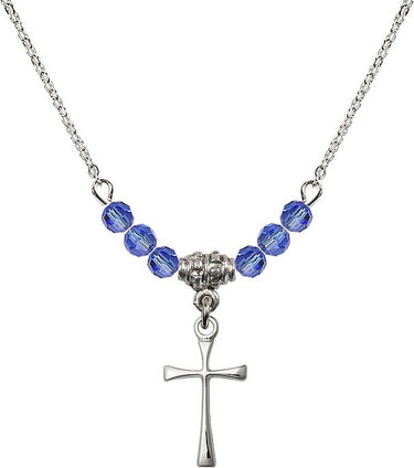 Maltese Cross Birthstone Necklace | 3/4 inch | 4mm Beads
