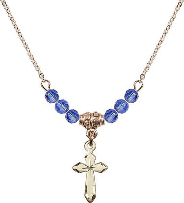 Women's Cross Birthstone Necklace | 5/8 inch | 4mm Beads