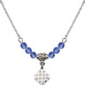 Cross Birthstone Necklace | 3/8 inch | 4mm Beads  Sapphire Sterling Silver