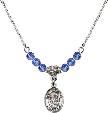 St. Catherine of Siena Birthstone Necklace | 1/2 inch