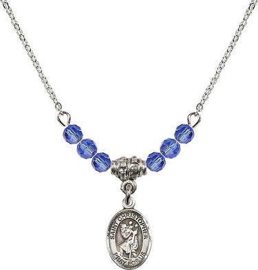 St. Christopher Birthstone Necklace | 1/2 inch | 4mm Beads