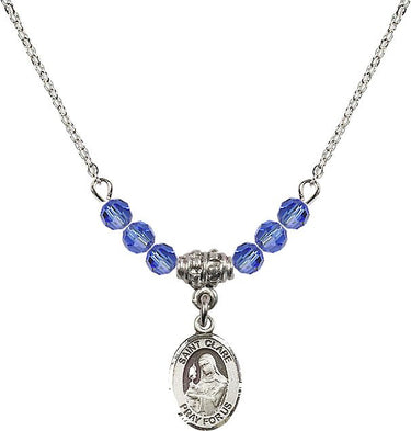 St. Clare of Assisi Birthstone Necklace | 1/2 inch | 4mm Beads