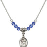 Saint Kevin Birthstone Necklace | 1/2 inch | 4mm Beads  Sapphire Sterling Silver