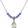 Saint Margaret Mary Alacoque Birthstone Necklace | 1/2 inch  Sapphire Sterling Silver