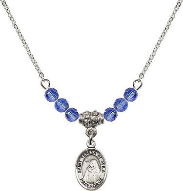 St. Teresa of Avila Birthstone Necklace | 1/2 inch | 4mm Beads