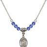 Saint William of Rochester Birthstone Necklace | 1/2 inch | 4mm Beads  Sapphire Sterling Silver
