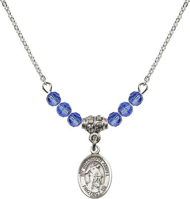 Sterling Guardian Angel Birthstone Necklace | 1/2 inch | 4mm Beads