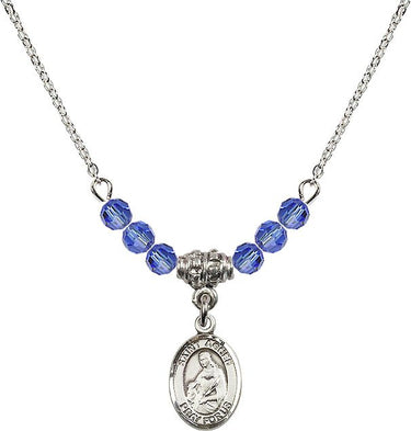 Collar de la piedra natal de Santa Inés de Roma | 1/2 pulgada | Cuentas de 4 mm