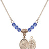 Saint Sebastian Birthstone Necklace | 1/2 inch | 4mm Beads  Sapphire 14kt Gold Filled