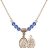 Saint Sebastian Birthstone Necklace | 1/2 inch | 4mm Beads  Sapphire 14kt Gold Filled