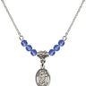 Saint Stephanie Birthstone Necklace | 1/2 inch | 4mm Beads  Sapphire Sterling Silver